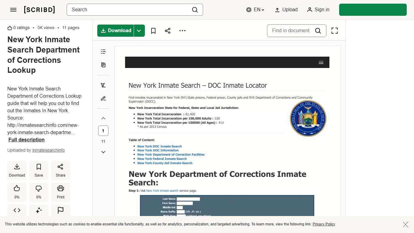 New York Inmate Search Department of Corrections Lookup | PDF | Prison | County (United States)