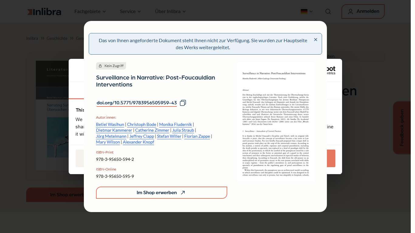 Narrating Surveillance - Überwachen erzählen - Inlibra