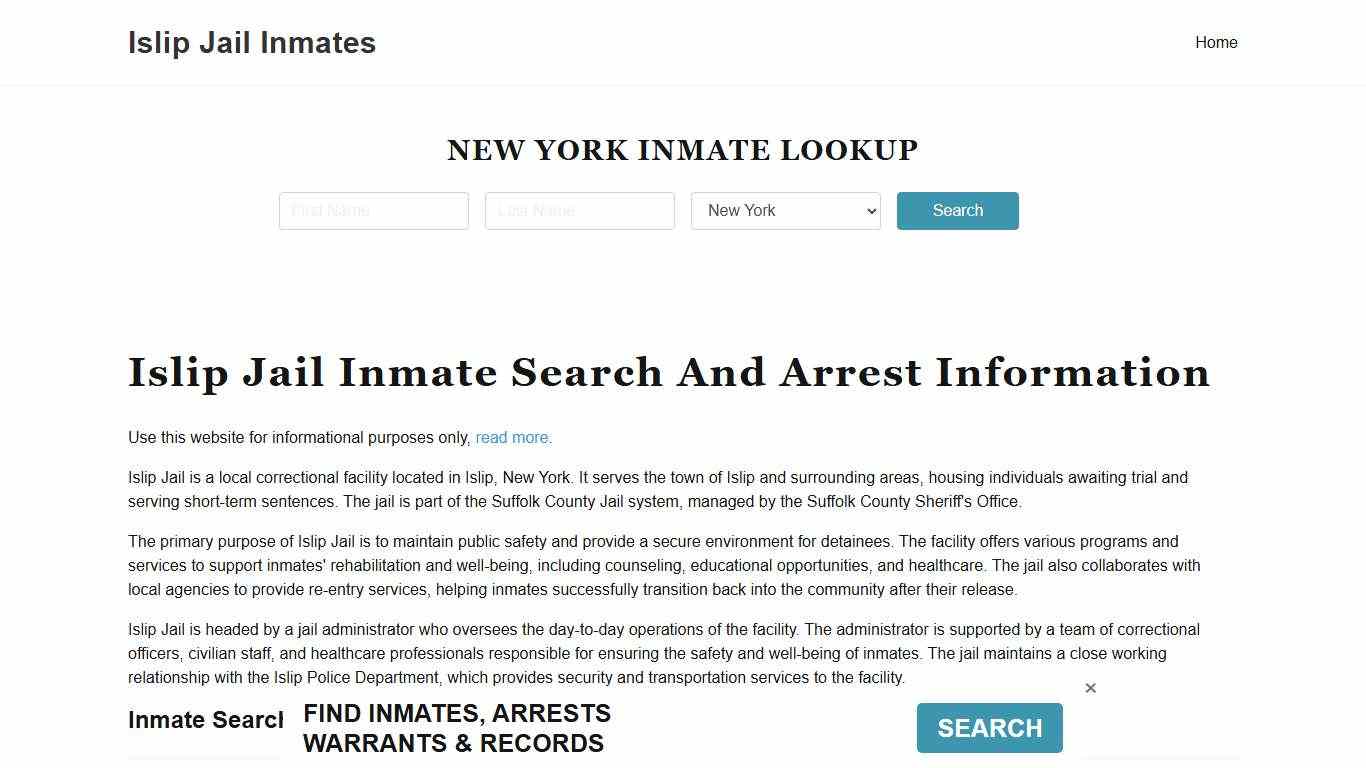 Islip Jail, Police Department, NY Inmate Roster, Arrest Search